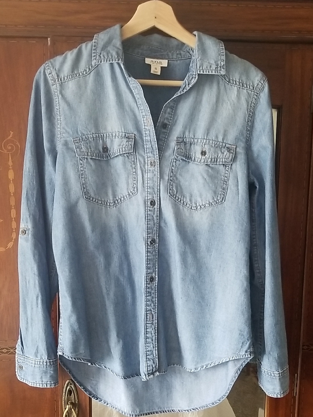 A.n.a  Blue Denim Button-Up Shirt